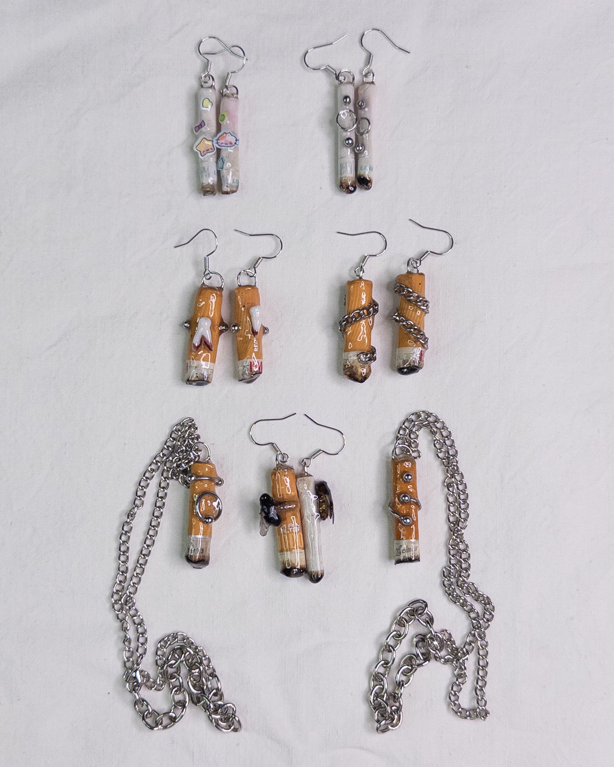 "papierosy" earrings&necklaces