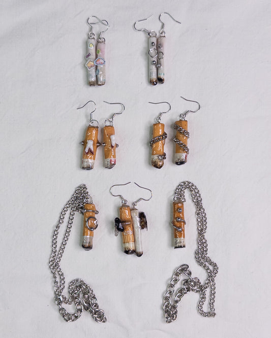 "papierosy" earrings&necklaces