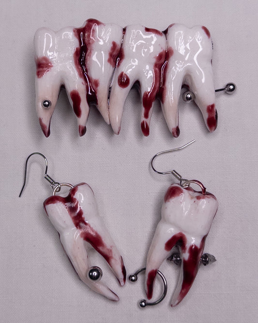 "tooth fairy" hairclip with earrings